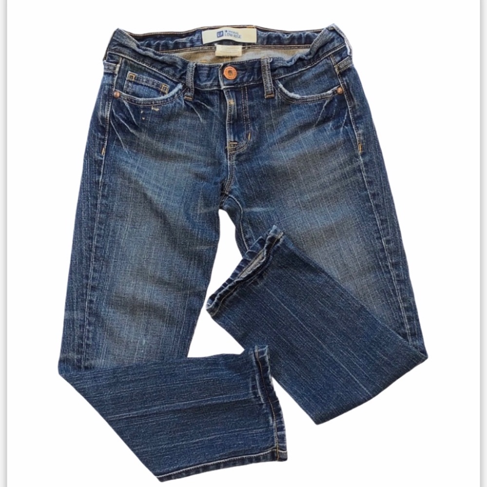 GAP WOMENS JEANS ORIGINAL LOW RISE CROPPED BLUE SIZE 0R DARK WASH